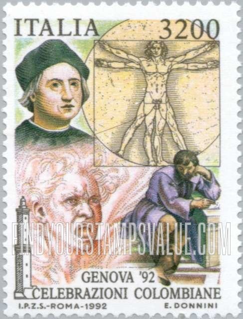 FindYourStampsValue: Discovery of America, 500th Anniversary: Columbus, art by Michelangelo