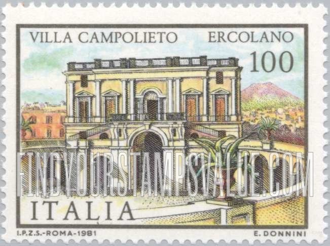 FindYourStampsValue: Villa Type of 1980: Villa Campolieto, Ercolano