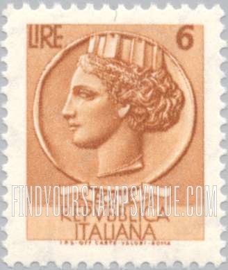 FindYourStampsValue: “Italia” after Syracusean Coin: Italia Type of 1953-54
