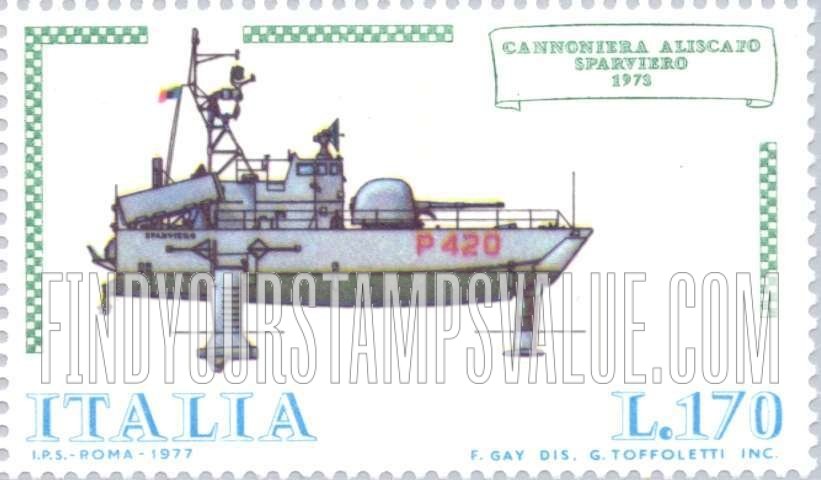 FindYourStampsValue: Italian Ships: Hydrofoil gunboat Sparviero