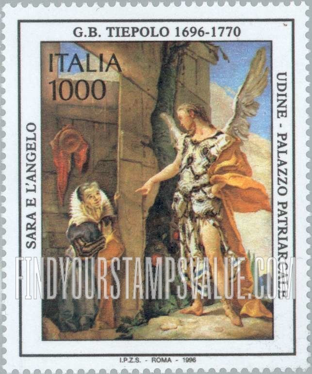 FindYourStampsValue: Sarah and the Angel, by Tiepolo (1696-1770)