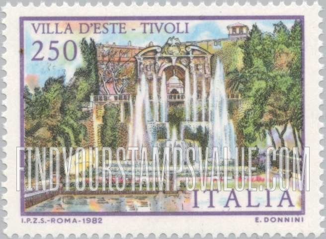 FindYourStampsValue: Villa Type of 1980: Villa D’Este, Tivoli, Rome