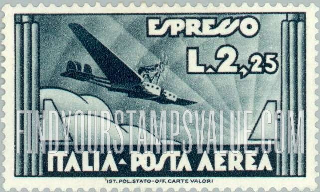 FindYourStampsValue: AIR POST SPECIAL DELIVERY - Airplane and Sunburst