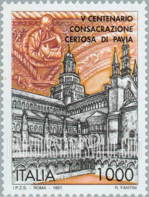 FindYourStampsValue: Monastery Church, Pavia, 500th Anniversary