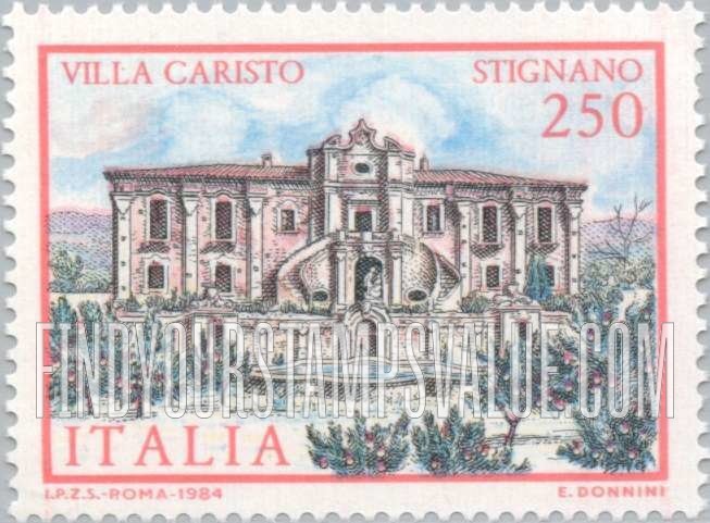FindYourStampsValue: Villa Type of 1980: Villa Caristo, Stignano