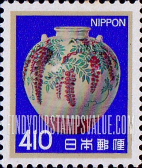 FindYourStampsValue: Enamel Jar, by Ninsei Nonomura - 色絵藤花文茶壺