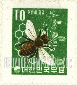 FindYourStampsValue: Bee, Honeycomb and Clover - 벌, 벌집과 토끼풀
