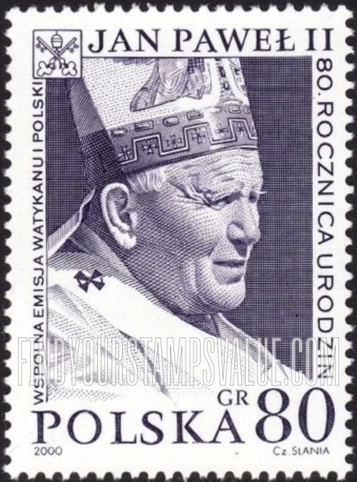 FindYourStampsValue: Pope John Paul II, 80th Birthday: Pope