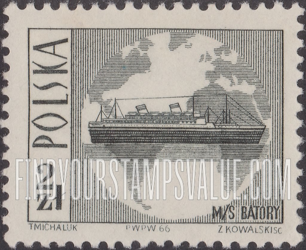 FindYourStampsValue: M.S. Batory and globe