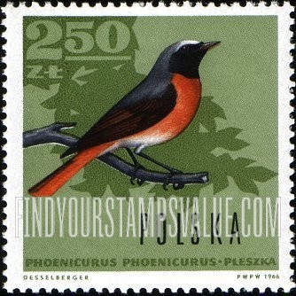 FindYourStampsValue: Forest Birds: European redstart