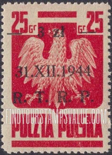 FindYourStampsValue: Polish Eagle: Surcharged in Black