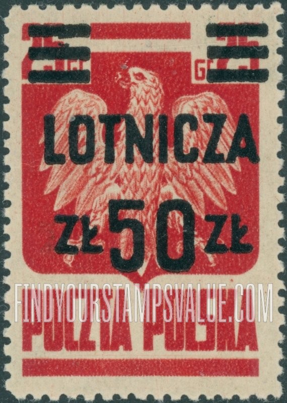 FindYourStampsValue: AIR POST - Surcharged in Black: Polish Eagle