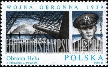 FindYourStampsValue: World War II Battles Type of 1984 - Battle scenes and commanders: Hel, Artillery Captain B. Przybyszewski