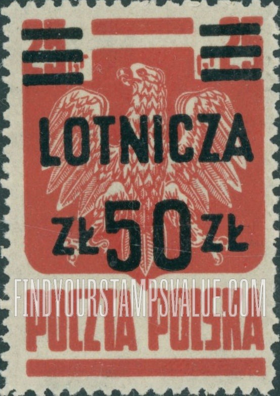 FindYourStampsValue: AIR POST - Surcharged in Black: Polish Eagle