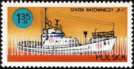 FindYourStampsValue: Polish Ships: Rescue ship R-1