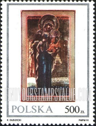 FindYourStampsValue: Polish Icons: Various paintings of Madonna and Child