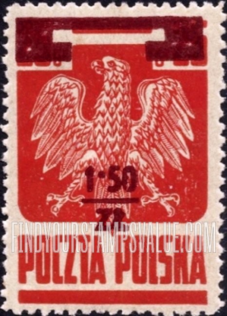 FindYourStampsValue: Polish Eagle: Surcharged in Brown