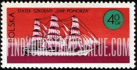 FindYourStampsValue: Polish Ships: School Sailing Ship Dar Pomorza