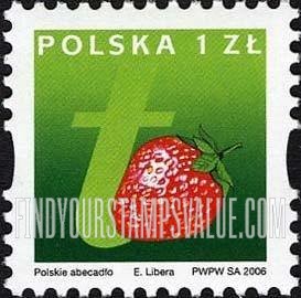 FindYourStampsValue: Depictions of Polish words starting with letters of the alphabet: Strawberry