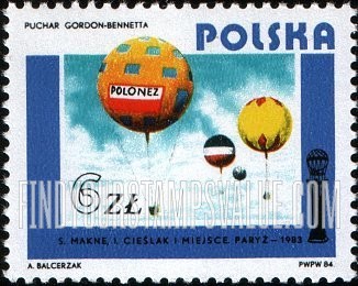 FindYourStampsValue: Polish Aviation: Balloon Polonez, 1983