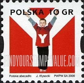 FindYourStampsValue: Depictions of Polish words starting with letters of the alphabet: Child