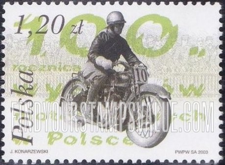 FindYourStampsValue: Motorcycle Racing in Poland, Centennial: Green