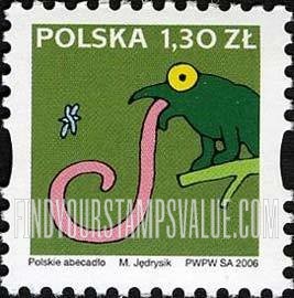FindYourStampsValue: Depictions of Polish words starting with letters of the alphabet: Lizard’s tongue