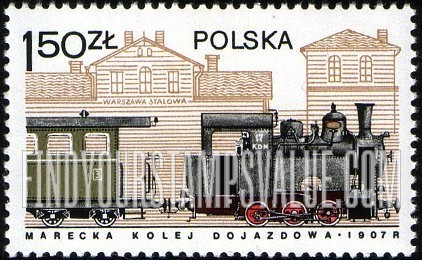 FindYourStampsValue: Locomotives in Poland: Marki Train and Warsaw talow Station, 1907