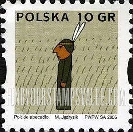 FindYourStampsValue: Depictions of Polish words starting with letters of the alphabet: Indian