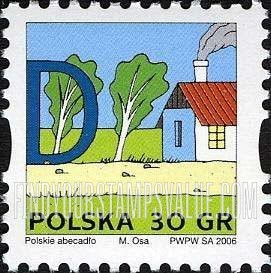 FindYourStampsValue: Depictions of Polish words starting with letters of the alphabet: House