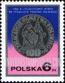FindYourStampsValue: Silver Coins: 100z, Poland’s millenium, 1966