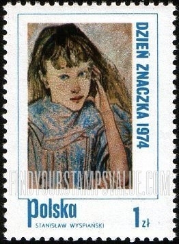 FindYourStampsValue: Polish paintings of Children: Girl, by Stanislaw Wyspianski