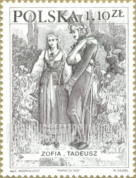 FindYourStampsValue: Illustrations of Characters from Pan Tadeusz, by Adam Mickiewicz: Zofia & Tadeusz