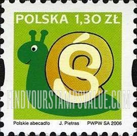 FindYourStampsValue: Depictions of Polish words starting with letters of the alphabet: Snail