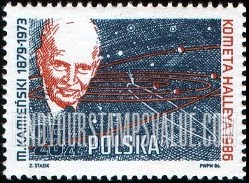FindYourStampsValue: Halley’s Comet: Michal Kamienski (1879-1973), astronomer, orbit diagram