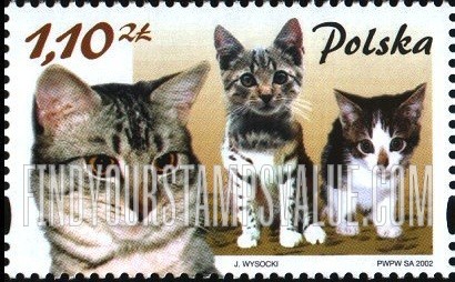 FindYourStampsValue: Mammals and Their Young: Cat (brown denomination)