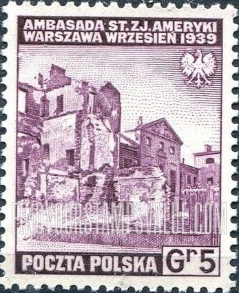 FindYourStampsValue: EXILE GOVERNMENT IN GREAT BRITAIN - United States Embassy Ruins, Warsaw