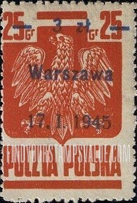FindYourStampsValue: Polish Eagle: Surcharged in Blue