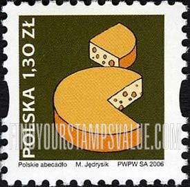FindYourStampsValue: Depictions of Polish words starting with letters of the alphabet: Cake