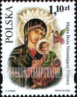 FindYourStampsValue: Depictions of the Virgin Mary Type of 2001: Holy Lady of Incessant Assistance (Matka Boza Nieustajacej Pomocy), Jaworzno