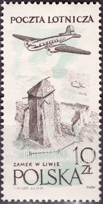 FindYourStampsValue: AIR POST - Plane over Ruins of Liwa Castle