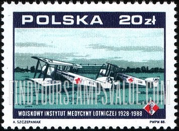 FindYourStampsValue: National Industries Type of 1988: Air Force Medical Institute, 60th anniversary