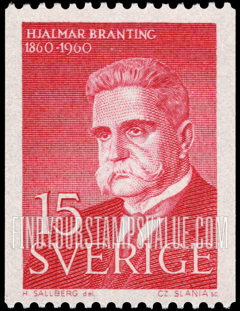 FindYourStampsValue: Hjalmar Branting (1860-1925), Labor Party Leader and Prime Minister