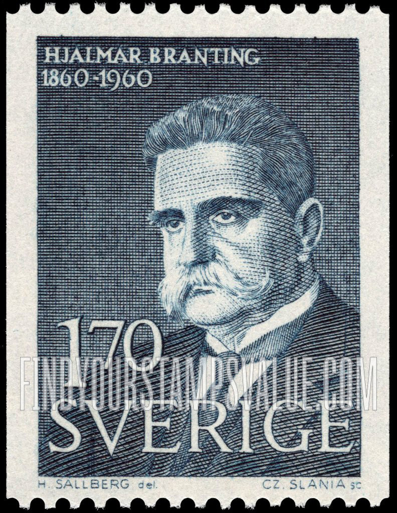 FindYourStampsValue: Hjalmar Branting (1860-1925), Labor Party Leader and Prime Minister