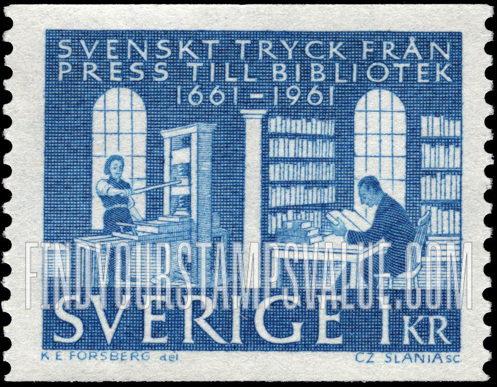 FindYourStampsValue: 17th Century Printer and Student in Library