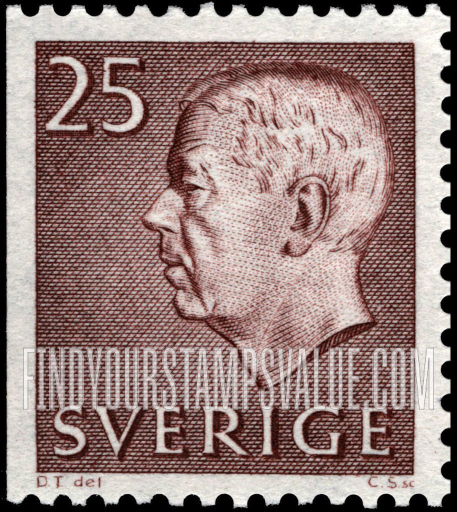 FindYourStampsValue: Gustaf VI Adolf (Letters, numerals in white)