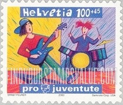 FindYourStampsValue: Semi-Postal, Rights of the Child, Children: Playing guitar and drums