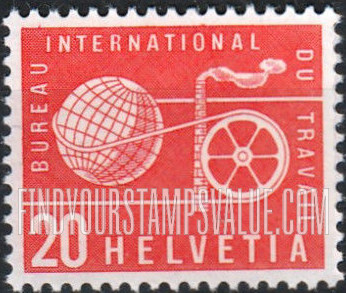 FindYourStampsValue: For The International Labor Bureau: Globe, Chimney and Wheel