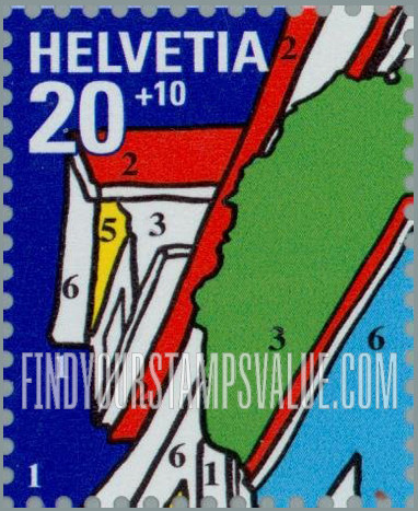 FindYourStampsValue: Semi-Postal, NABA 2000 Philatelic Exhibition, St. Gallen: Top of town house