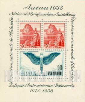 FindYourStampsValue: Federal Administration: National Philatelic Exhibition at Aarau and 25th anniversary of Swiss air mail